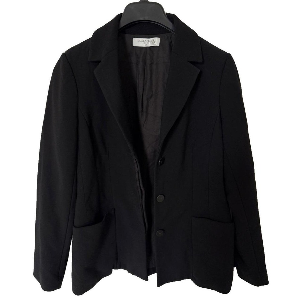 MM Lafleur Jacket Cardigan Womens 10 Tuxedo The Collins Blazer Wool Blend Black